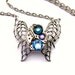 Steampunk Necklace - A Vintage Clockwork Butterfly & Light Sapphire Blue and Montana Swarovski Crystals - PROMPTLY SHIPPED Steampunk Jewelry