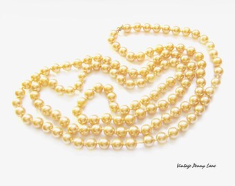 Glass Pearl Bead Necklace, Long Strand