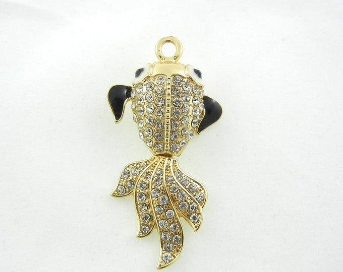 Dimensional Rhinestone Goldfish Pendant