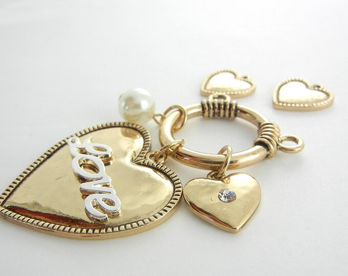 Set of Love Charms Pendant and Charms Gold-tone