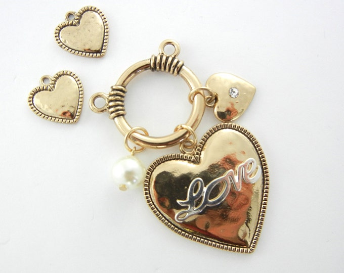 Set of Love Charms Pendant and Charms Gold-tone