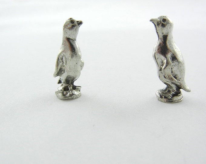 Pair of Small Dimensional Pewter Penguin Figurines