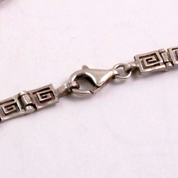 Vintage Sterling Silver Greek Key Necklace Book Chain 17