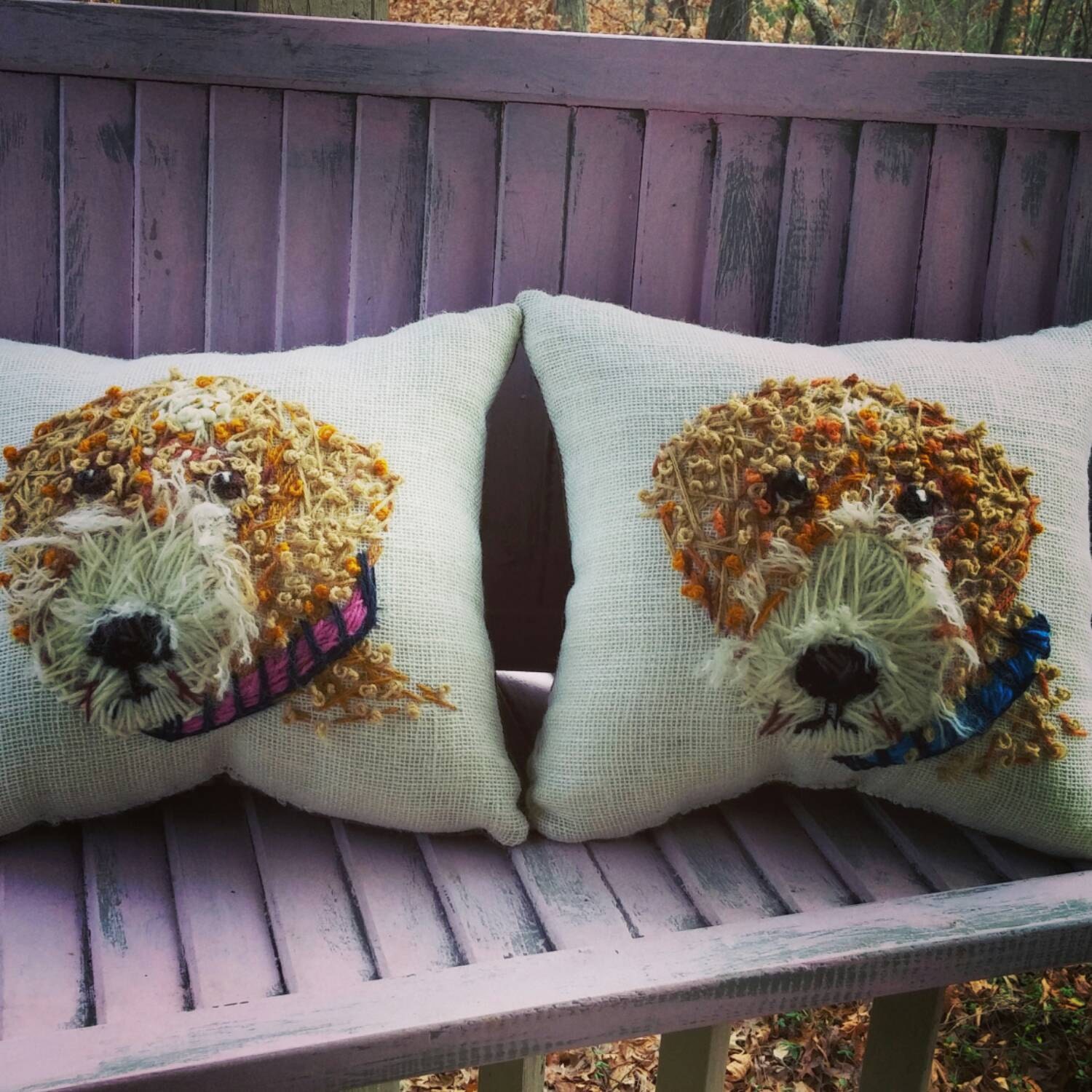 embroidered dog pillows