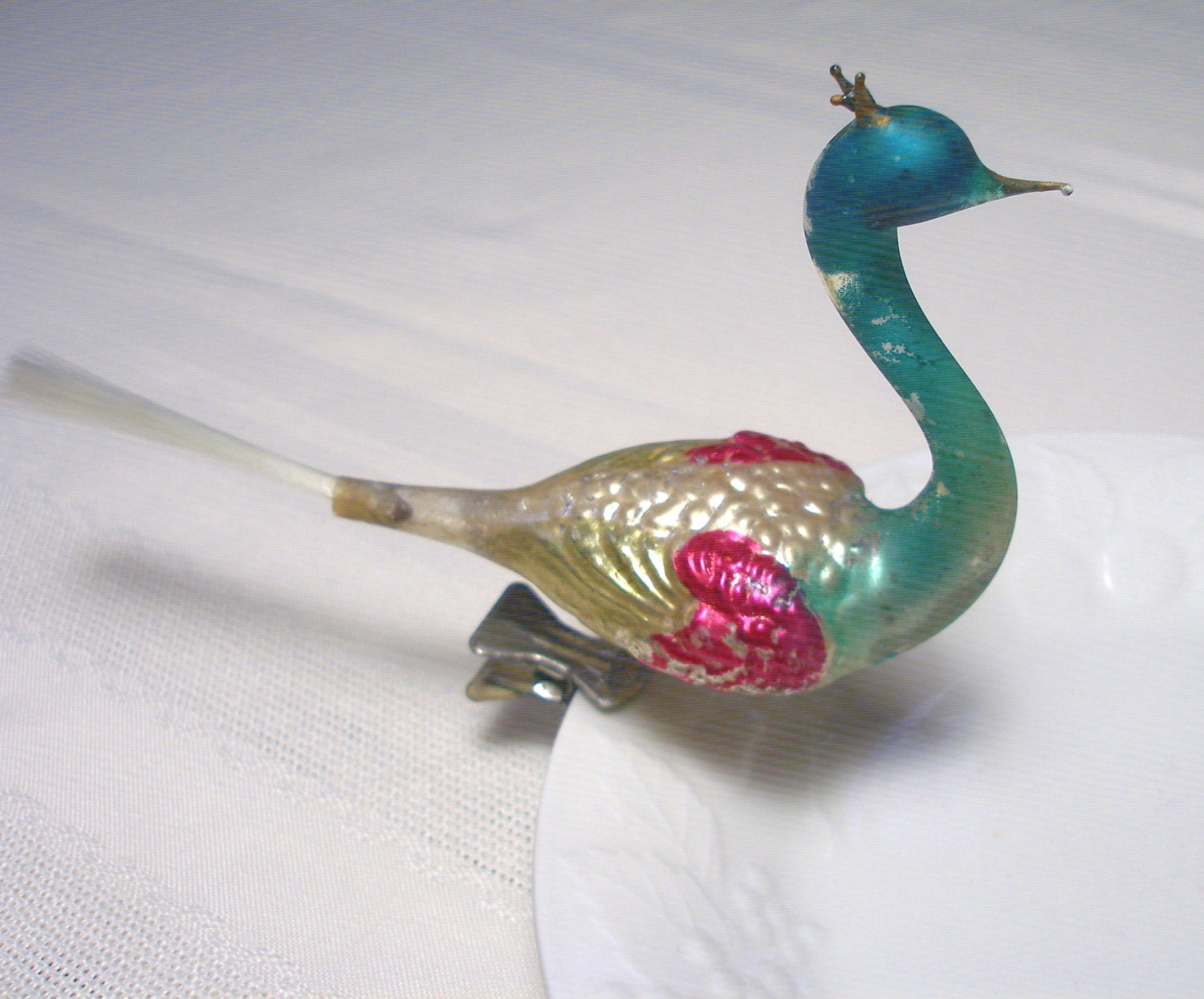 vintage mercury glass bird peacock ornament hard to find vintage mercury glass bird peacock ornament hard to find