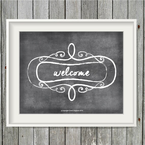 Items similar to Printable Chalkboard Art - Welcome Chalkboard - 8x10 ...