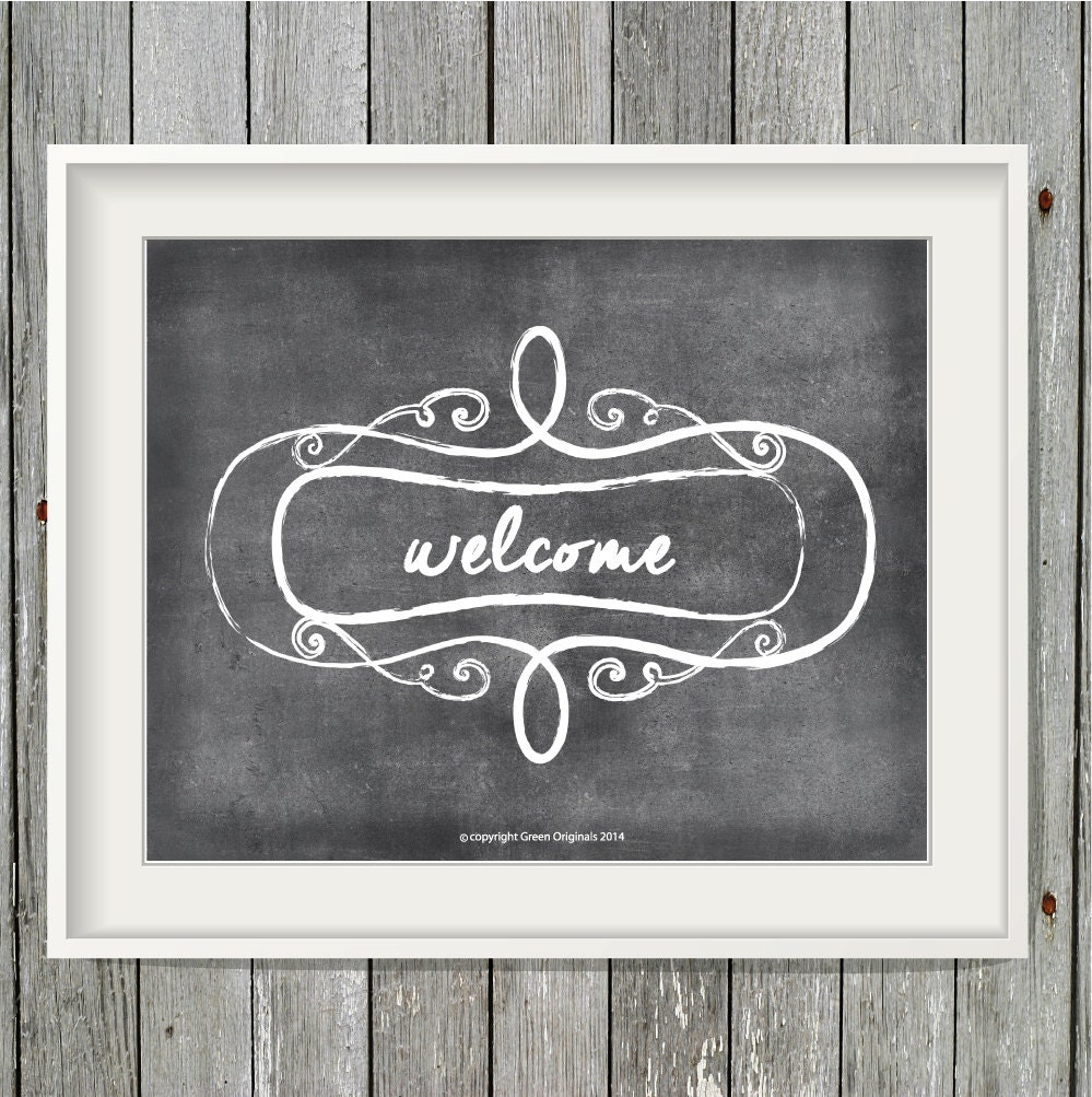 Printable Chalkboard Art Welcome Chalkboard by greenoriginals