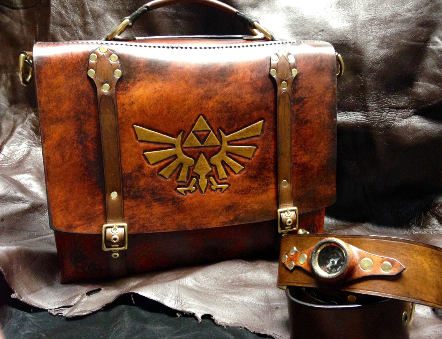 Handmade Leather Zelda Messenger bag satchel briefcase