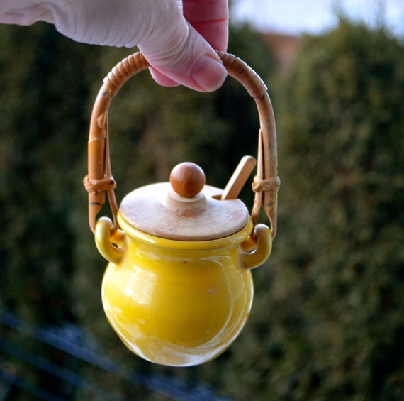 YELLOW JAM JAR Hand Made Jam Jar Vintage Glazed by StudioVintage