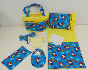 Hello Kitty Showers- Diaper Bag and Diapers with Blanket for Bitty Baby