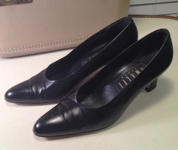 Luxe Leather: Black Amalfi 80s Pumps