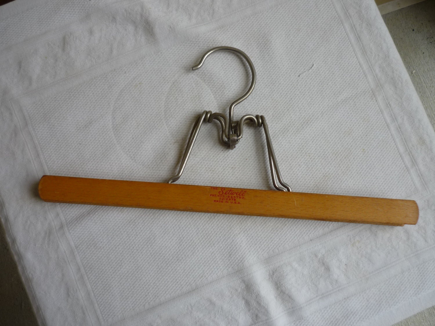 Vintage wood Setwell skirt hanger, wood clothes hanger, wall hanger