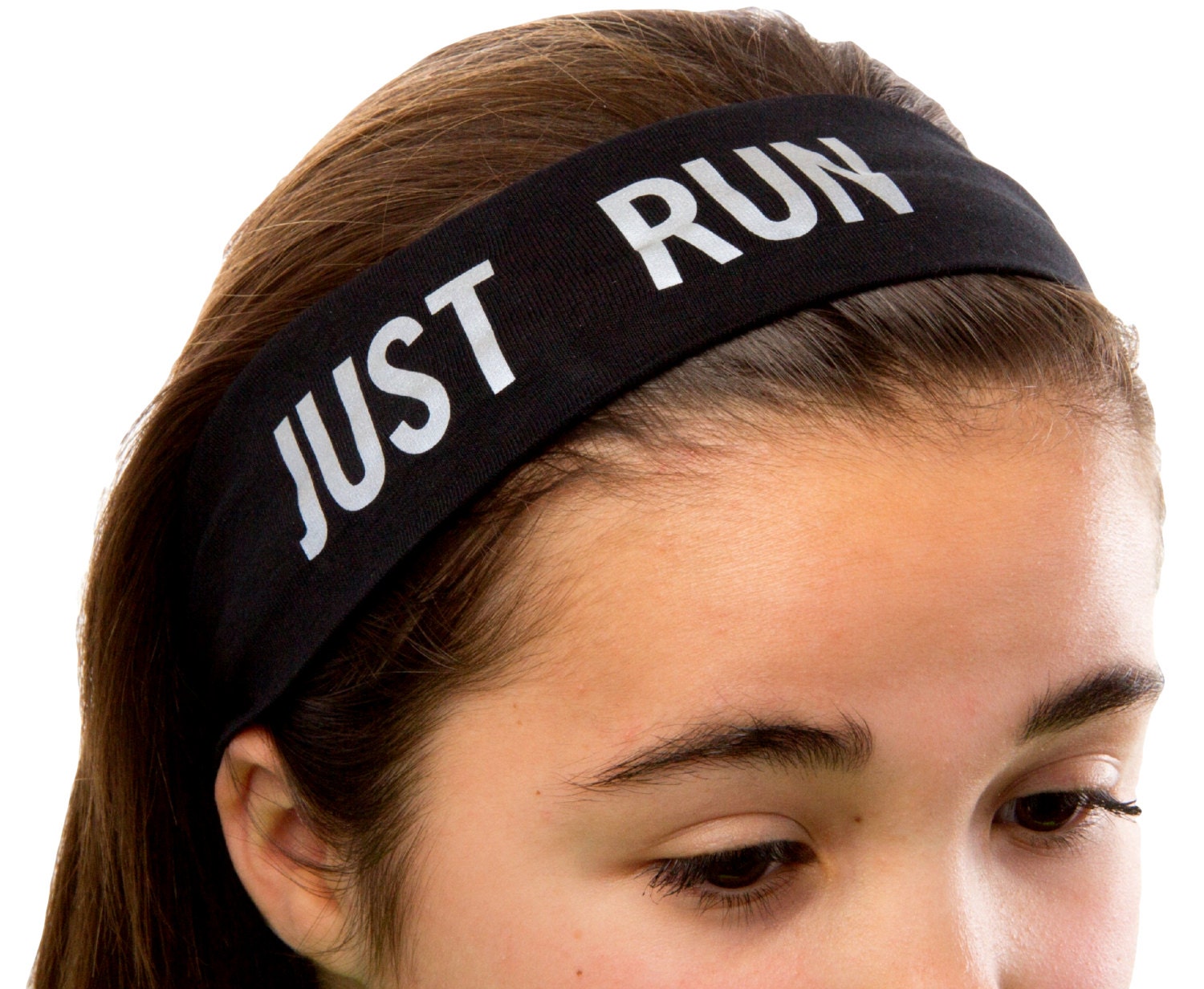 Reflective JUST RUN Cotton Stretch Running Headband Marathon