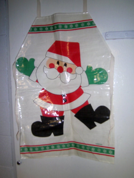 Vintage Santa Apron Plastic Coated 1960's Amscan by carriesattic