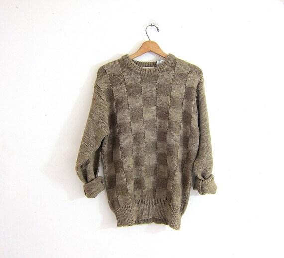 Vintage Light Brown Sweater. Oversized knit sweater. two tone knit ...