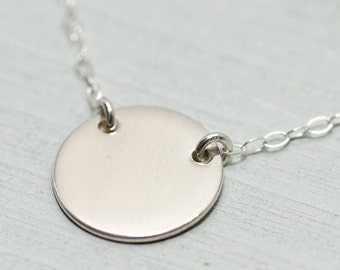 Sterling silver disc necklace - sterling silver necklace - dainty silver necklace - silver jewelry - simple silver necklace - minimalist