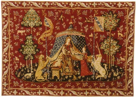 Tudor Dollhouse Carpet Medieval Carpet Lady and Unicorn