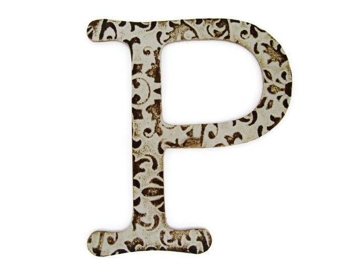 Chipboard letter P 4 inch embossed letter baby shower decor