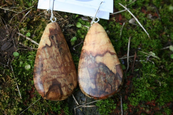 Earrings in Rare Incredible Wood   Boho Natural  Wood 2 1/8  in.  tall.Jewelry  07