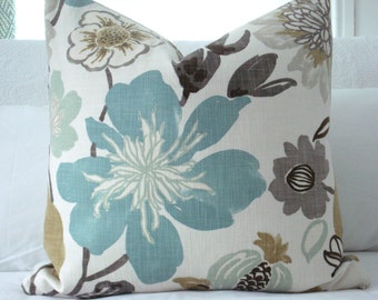 NEW-KRAVET JELLYBEAN-- Decorative Designer Pillow Cover - Turquoise/Aqua/Seafoam/Ivory and Neutrals