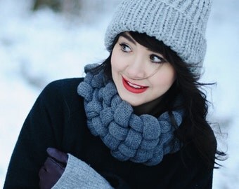 Woven Cowl in Dark Grey