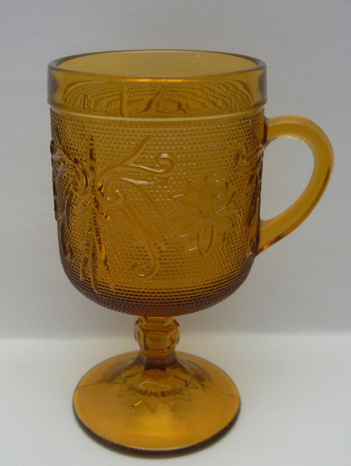 Tiara Amber Sandwich Pattern Glass Footed by TamarasTreasureTrove