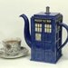 TARDIS Teapot: Made-To-Order Handmade Blue Police Box Teapot