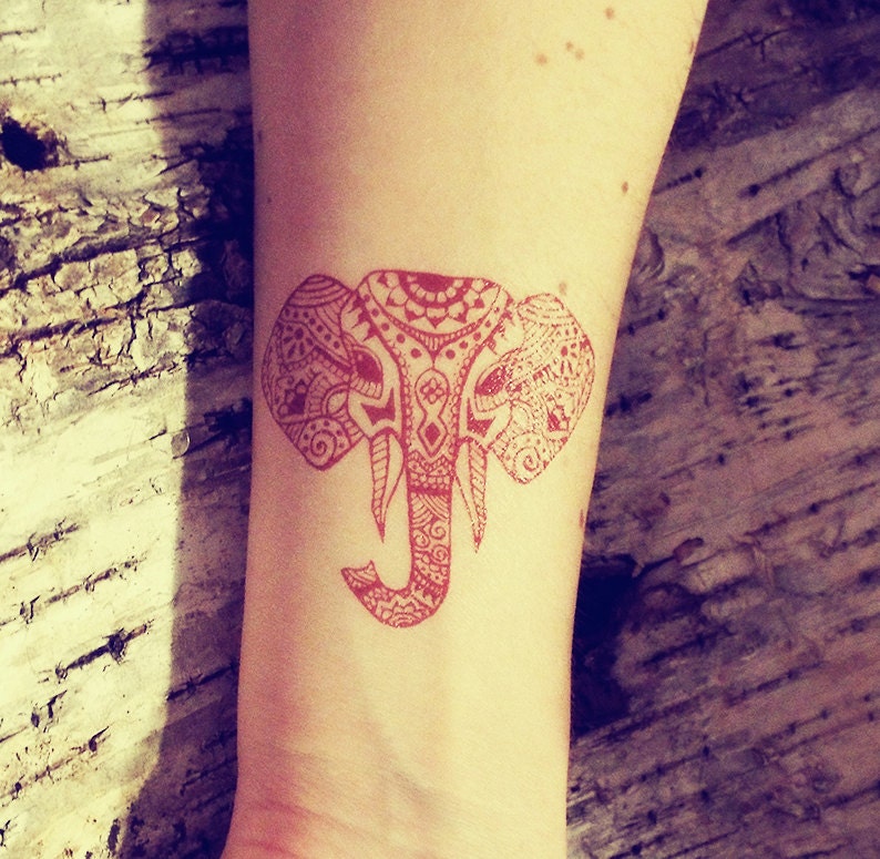 Temporary Henna Tattoos Elephant by PurpleFinchStore on Etsy