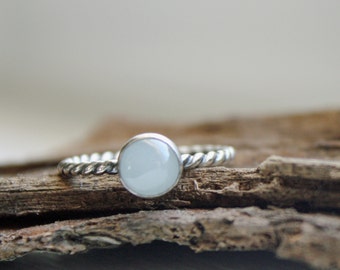 Aquamarine Stacking Ring Sterling Silver