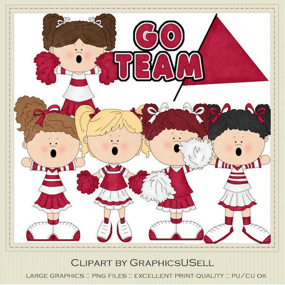 Go Team Red Set 1 Cheerleader Clip Art By Clipartanddesigns