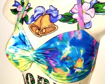 Tie Dye Swim Suit Top With Straps