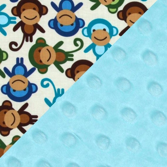 Personalized Monkey Baby Minky Blanket by Sewingdreamsnotions