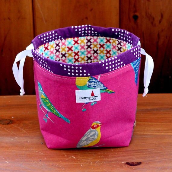 The Bold & the Birdieful Drawstring Sock Project Bag