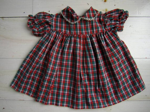 RESERVED: Vintage Plaid Baby Dress . Size 18 Months as a Dress