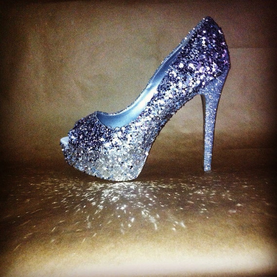 Sequined and glitter high heels for party or wedding. You