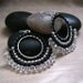 Black Statement Earrings, Art Deco Earrings, Beaded Hoop Earrings, Silver Earrings, Crystal Earrings, Czech Glass, Bead Stitched Earrings