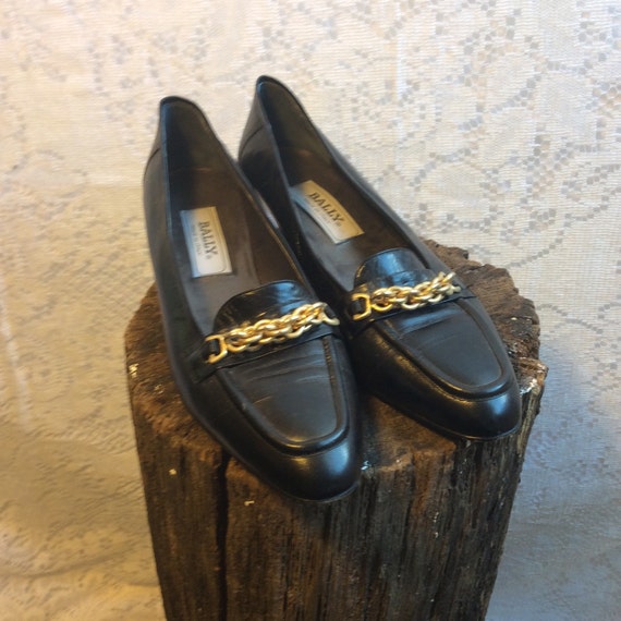 Bally Black and Gold Chain Loafers by MissEVintage on Etsy