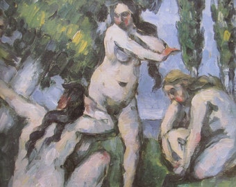 Paul Cezanne, Three Bathers, Mature Content, Color Plate of 1875 Oil on Canvas, Unframed Fine Art Book Page Print