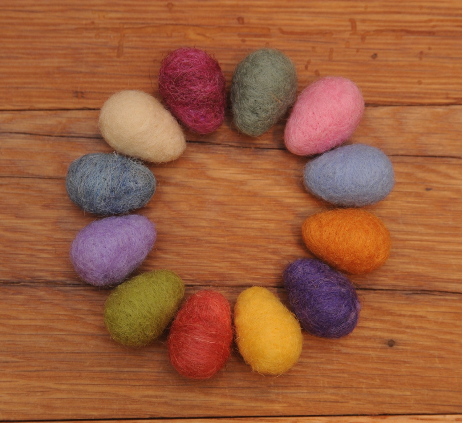 Felted Eggs You pick the Colors Set of 12 Small Wool Felted