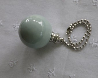 Sea Breeze - Pottery Ball Ceiling Fan Pull - Handmade in the USA - Brass or Nickel Hardware