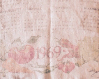 1969 Linen Calendar Tea Towel