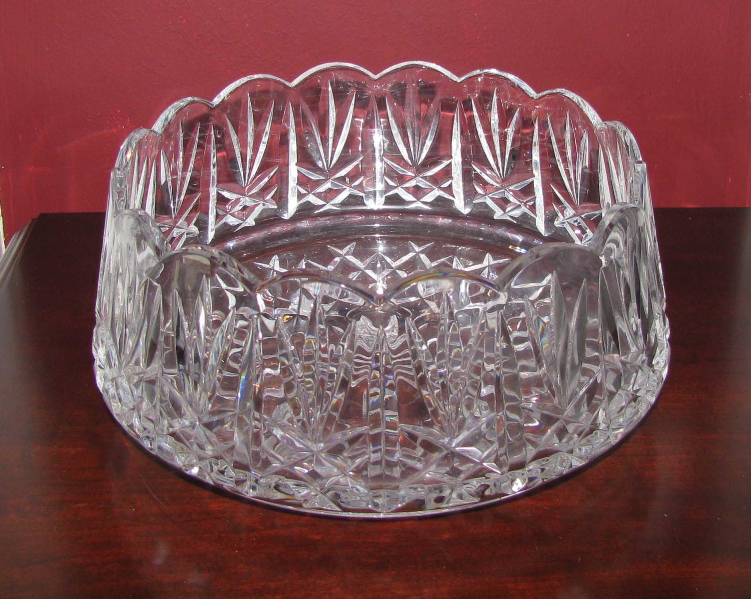 Vintage lead crystal salad bowl with scalloped by myparentsattick