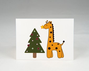 Giraffe with Christmas Tree 4-Bar Folded Card