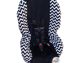 SHIPS TODAY- Toddler Car Seat Cover Black Chevron