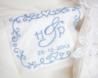 Personalised Wedding Dress Label - Something Blue Idea - Sentimental Bride Gift - Monogram Wedding Dress Label - Embroidered Dress Label