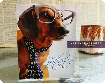 FATHERS DAY Dachshund Card - Blank inside