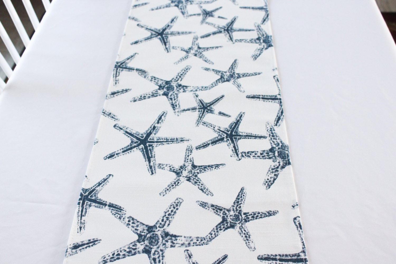 Navy starfish table runner Nautical decor Nautical table