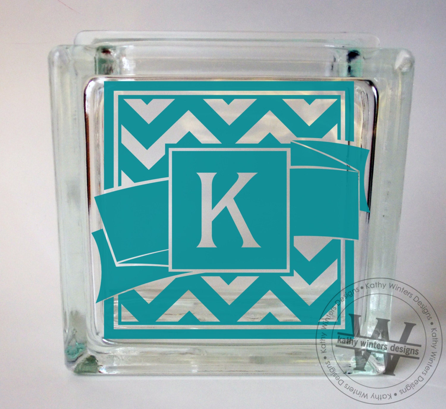 Vinyl Lettering Glass Block Decal Chevron by KWintersDesigns