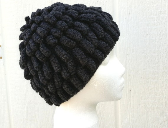 African Nudu Bamileke Beanie In Charcoal Gray Inspired by Tejidos