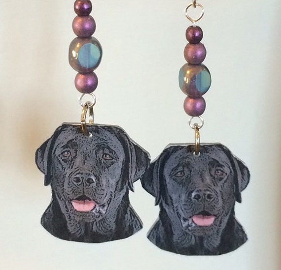 Black Lab Dangle Earrings